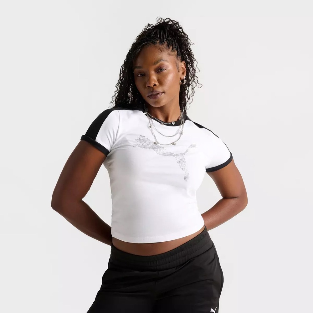 NWT PUMA X FENTY Black and White T7 Slim Tee - Picture 2 of 10